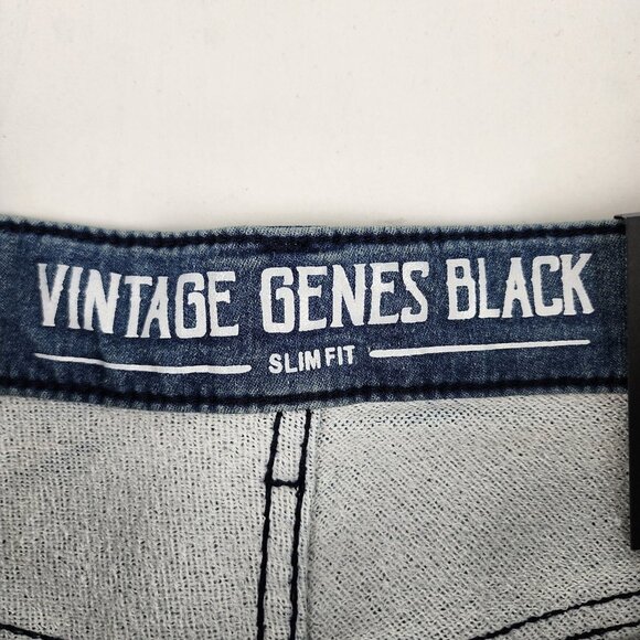 Vintage Genes Black Jeans Mens 30x30 Blue Slim Fit Denim NWT - Picture 4 of 12